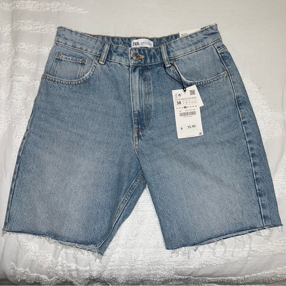 Zara Long Jean Shorts - Picture 1 of 5